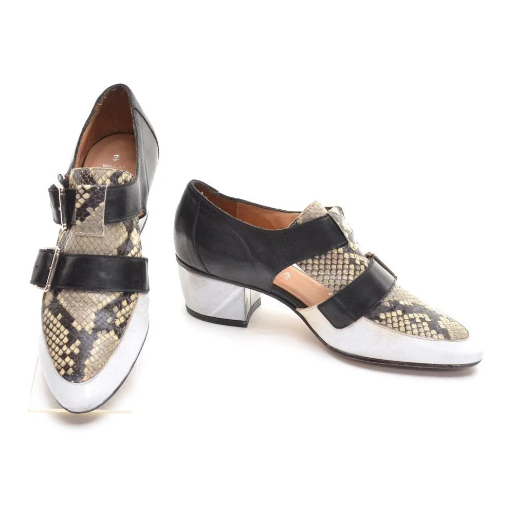 Aquatalia Lynn Snake Buckle Pointed Toe Pumps 6.5 M